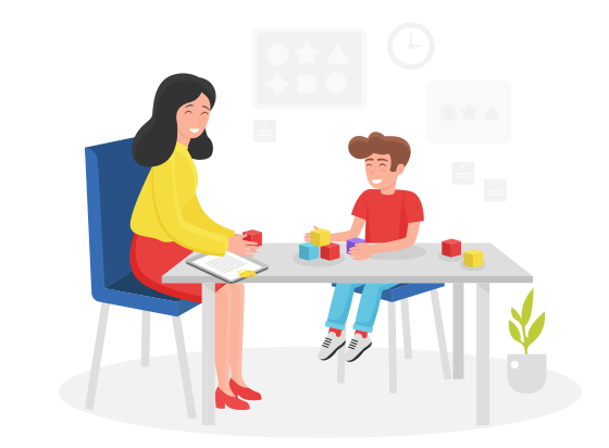 Иллюстрация работы специалиста компании OxyLand с ребенком - OxyLand.ua